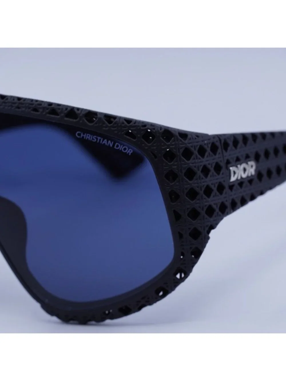 Dior DIOR3D M1U 11B0 Sunglasses Matte Black Shield Frame, Blue Lenses